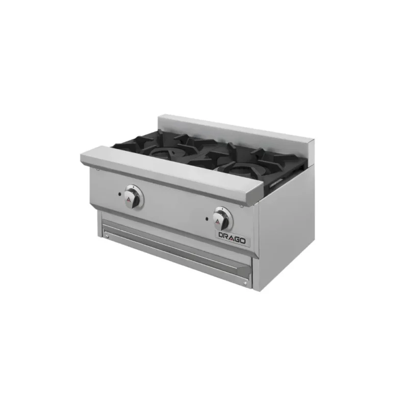 Parrilla industrial de 2 quemadores Drago CG-20 SLIM de acero inoxidable para cocinas compactas