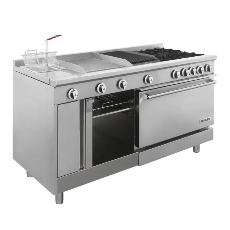 UNIVERSAL STD DRAGO Estufa 4 Quemadores, Asador, Freidor, Gratinador y Plancha