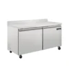 Mesa de trabajo de congelación Icehaus MTC-2P-SS-02 de acero inoxidable con 2 puertas sólidas y ruedas con freno
