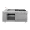Estufa industrial universal con horno de acero inoxidable marca Drago modelo GES-042-101 con freidora y plancha para restaurante