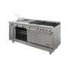 Estufa industrial Universal PD con horno de acero inoxidable marca Drago modelo GES-042-101 con freidora y plancha para restaurante