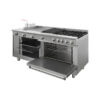 Estufa industrial universal con horno de acero inoxidable marca Drago modelo GES-042-101 con freidora y plancha para restaurante