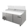 Mesa de preparación refrigerada industrial para pizzas Icehaus modelo MP-2P-SS-02 de 2 puertas en acero inoxidable