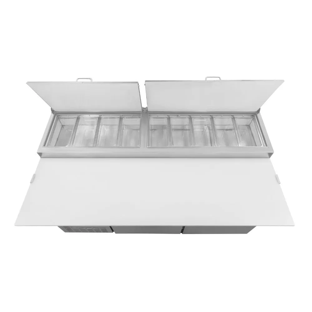Mesa de preparación refrigerada industrial para pizzas Icehaus modelo MP-2P-SS-02 de 2 puertas en acero inoxidable