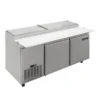 Mesa de preparación refrigerada industrial para pizzas Icehaus modelo MP-2P-SS-02 de 2 puertas en acero inoxidable