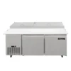 Mesa de preparación refrigerada industrial para pizzas Icehaus modelo MP-2P-SS-02 de 2 puertas en acero inoxidable