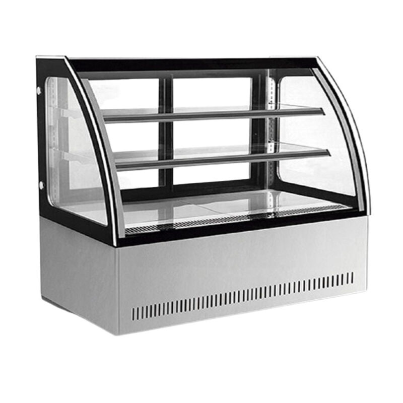 Vitrina exhibidora de cristal curvo Migsa GN-1200C2 de 306 L con ruedas e iluminación LED