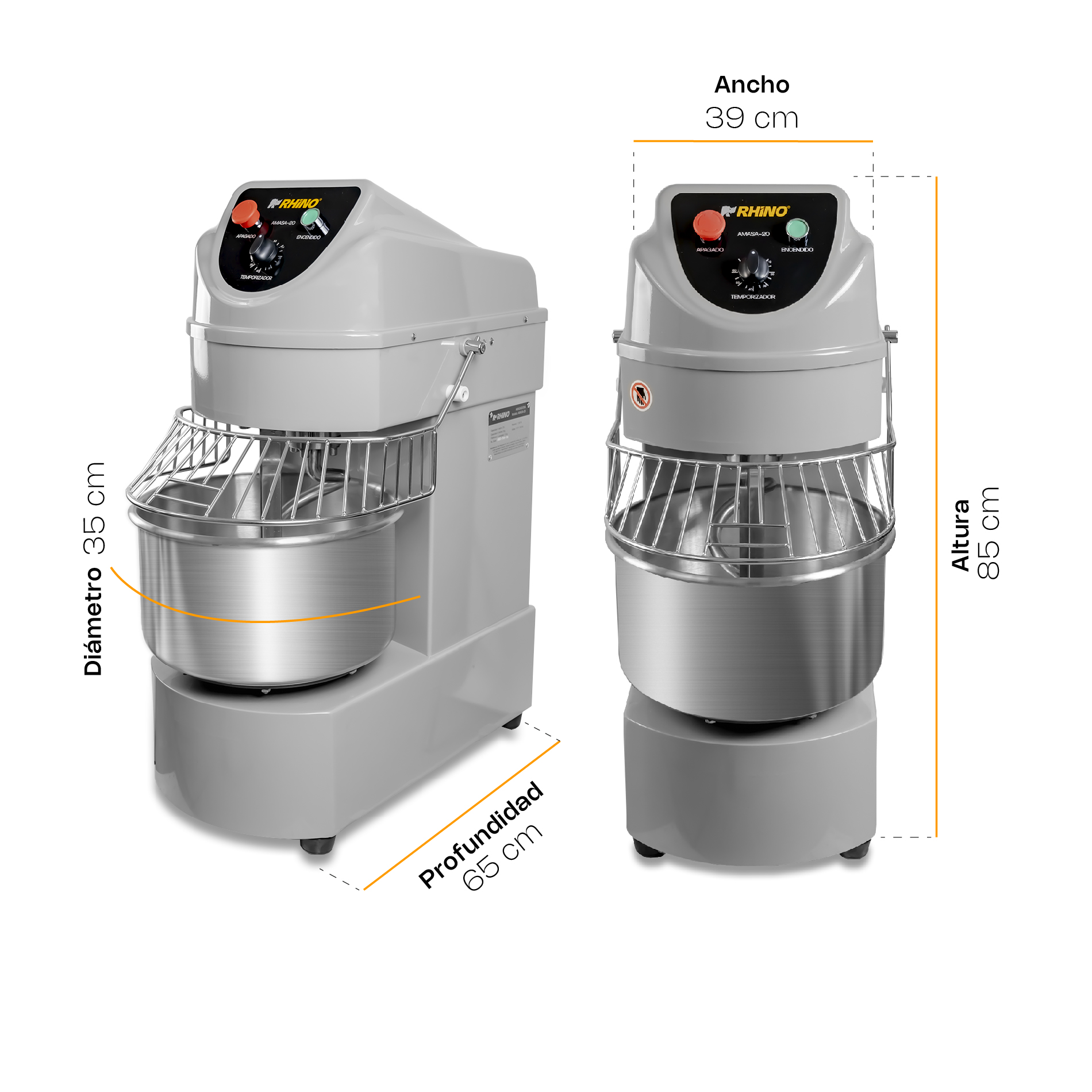 Amasadora 10 L Rhino Amasa-10 - Imagen 3