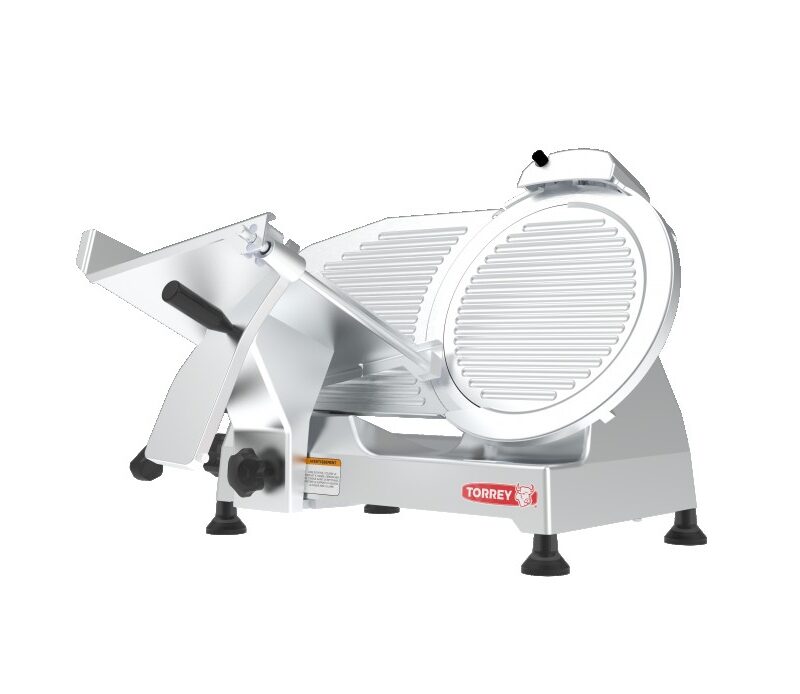 Rebanadora industrial Torrey RB-300DC de banda con cuchilla de 300 mm y estructura anticorrosiva.