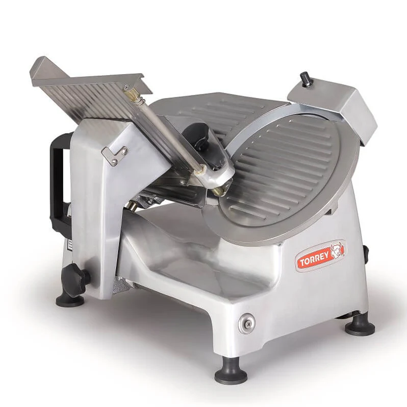 Rebanadora comercial Torrey RB-250DC con cuchilla de 250 mm para carnes frías y vegetales.