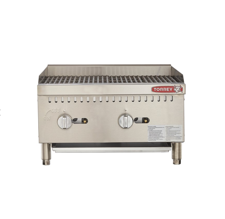 Asador a gas comercial de sobremesa Torrey modelo ASA-600G en acero inoxidable con rejillas de hierro vaciado
