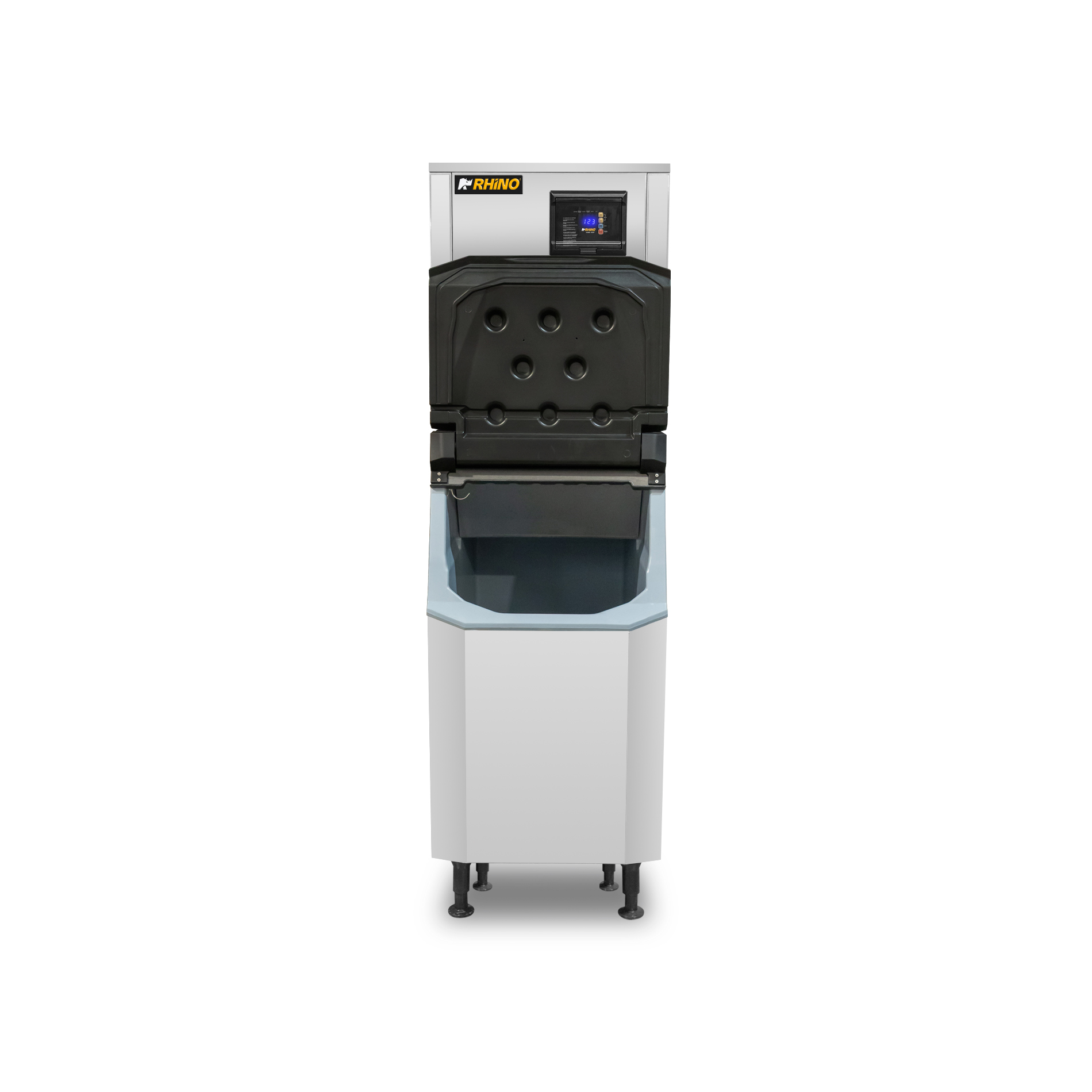 Fábrica de hielo frappé granular Rhino FAHIEL-250F de 250 kg en acero inoxidable para pescaderías y coctelería