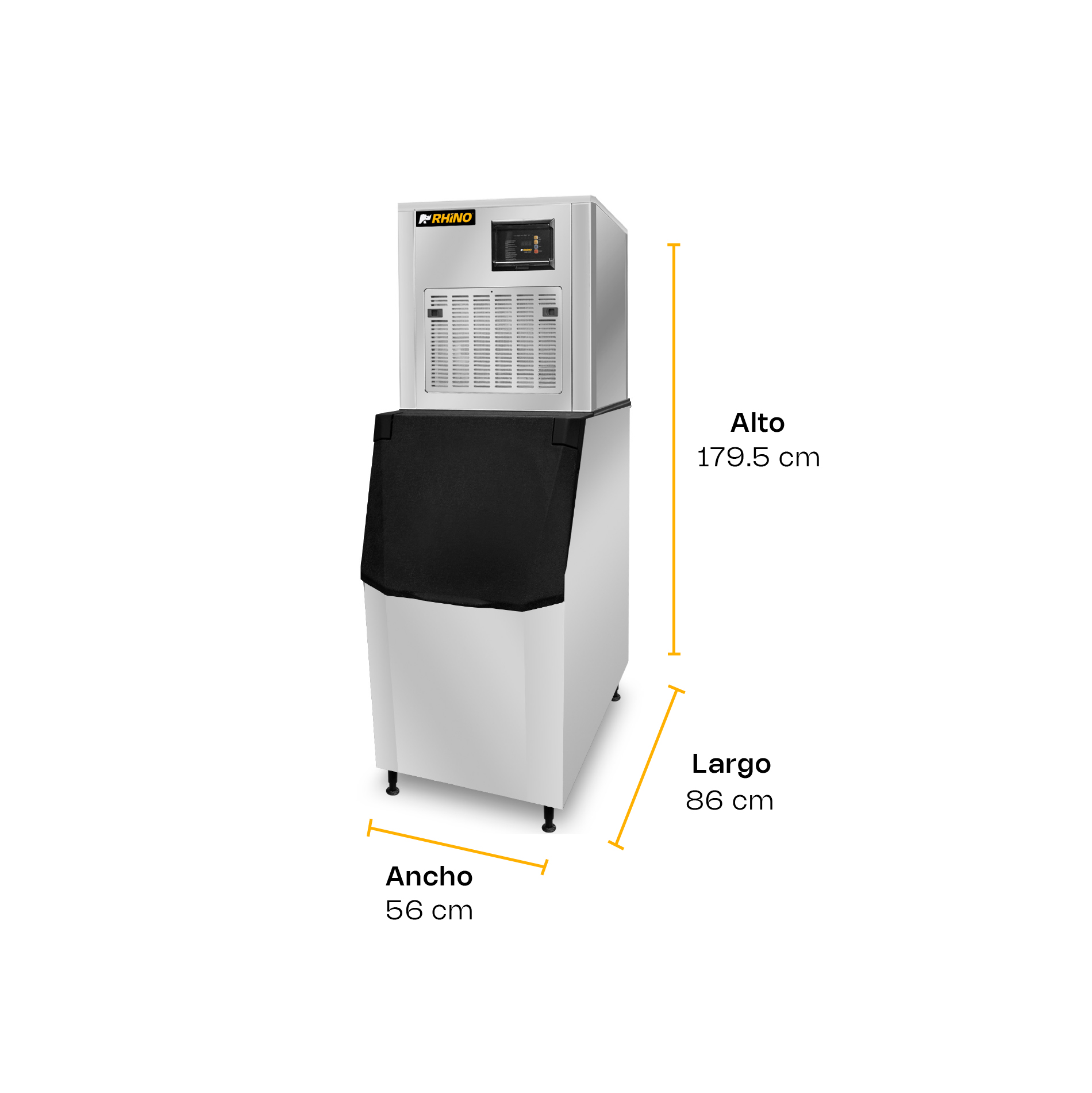 Fábrica de hielo frappé granular Rhino FAHIEL-250F de 250 kg en acero inoxidable para pescaderías y coctelería