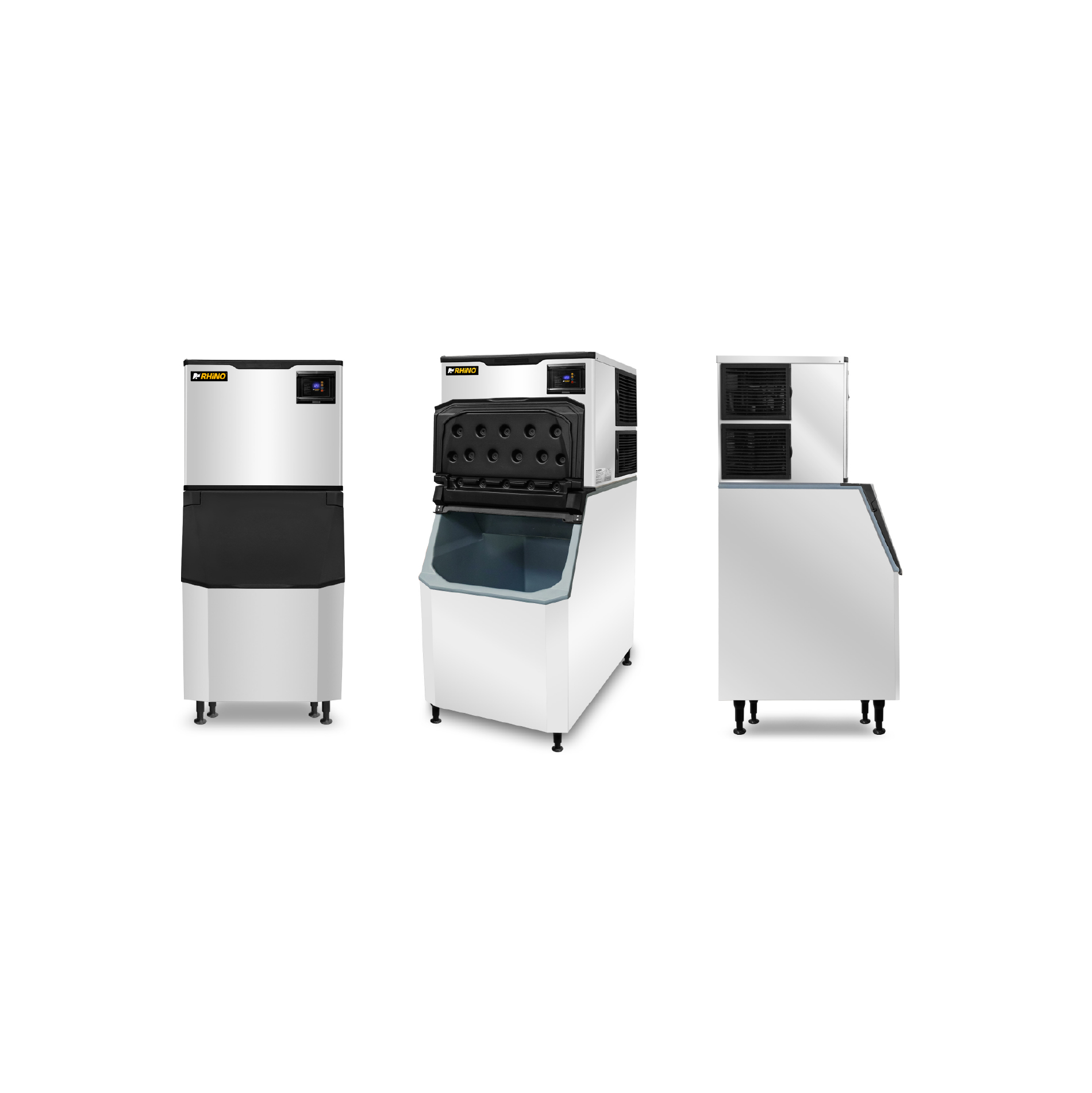 Fábrica de hielo en cubo industrial modular Rhino FAHIEL-230 de 230 kg en acero inoxidable