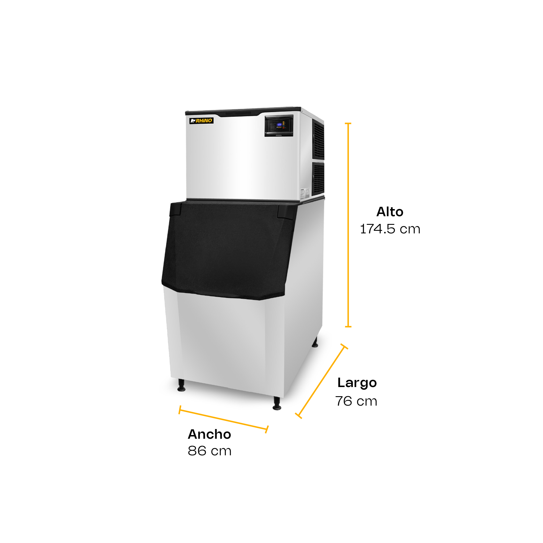 Fábrica de hielo en cubo industrial modular Rhino FAHIEL-230 de 230 kg en acero inoxidable