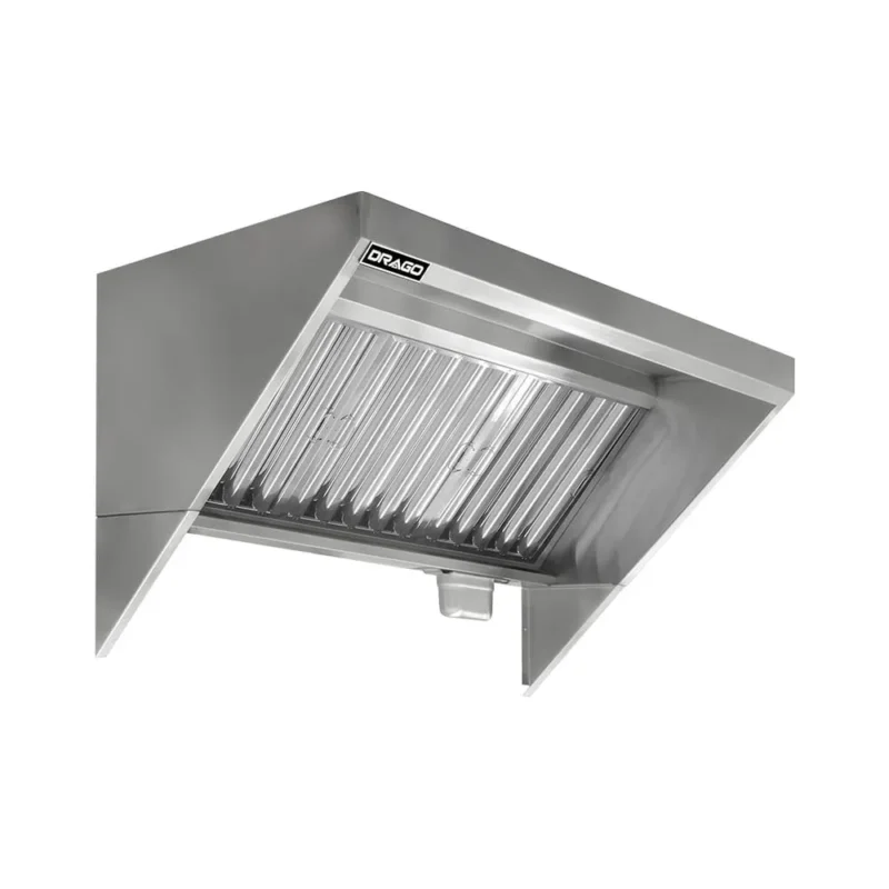 Campana extractora industrial backshelf de acero inoxidable marca Drago modelo MC-04-00 de cuatro pies