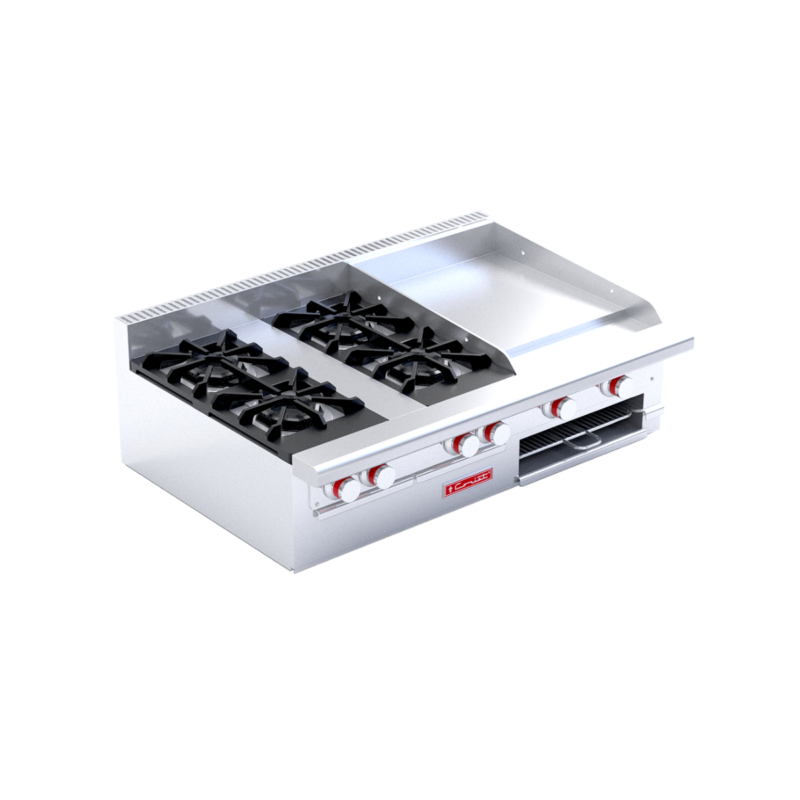 Estufa Coriat Minichef Mesa Máster con plancha gratinador y 4 quemadores