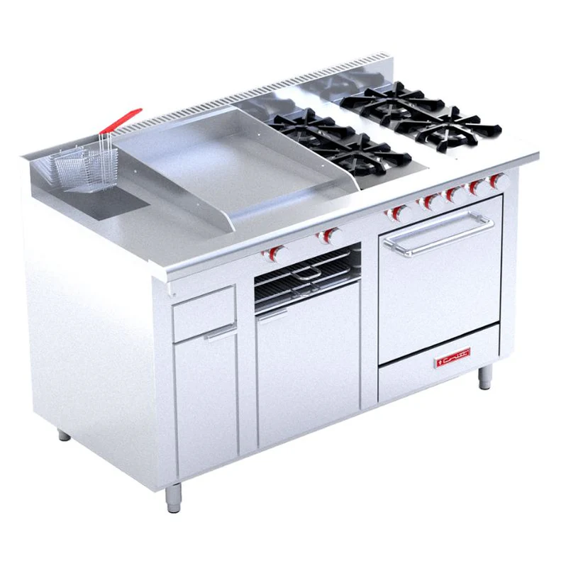 Estufa Coriat Multichef Piso Máster con horno freidora plancha y quemadores