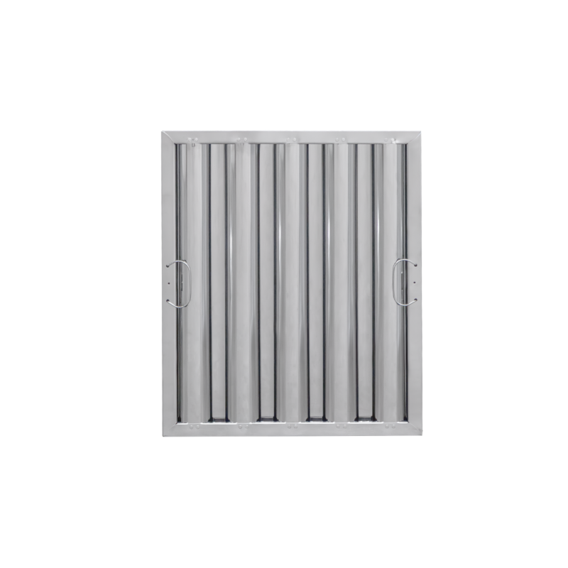 Juego de cuatro filtros de grasa mixtos tipo laberinto en acero inoxidable marca Drago modelo KIT-FILTERS-4 para campana comercial