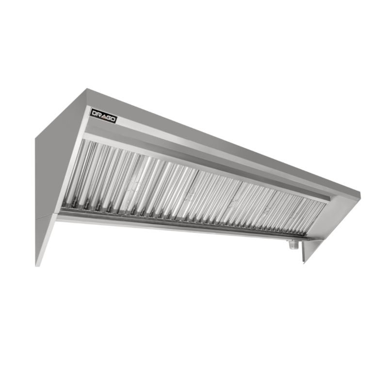 Campana extractora industrial backshelf de acero inoxidable marca Drago modelo MC-10-00 de diez pies