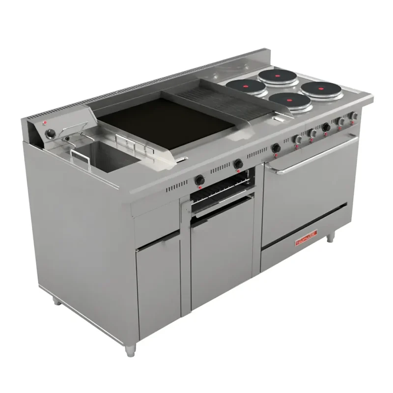 Estufa eléctrica Coriat MÚLTIPLE-E con horno plancha freidor y gratinador