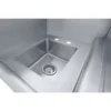 Fregadero de acero inoxidable marca Drago modelo F4T-151514-12 con tres tarjas, dos escurrideros laterales y un lavamanos integrado