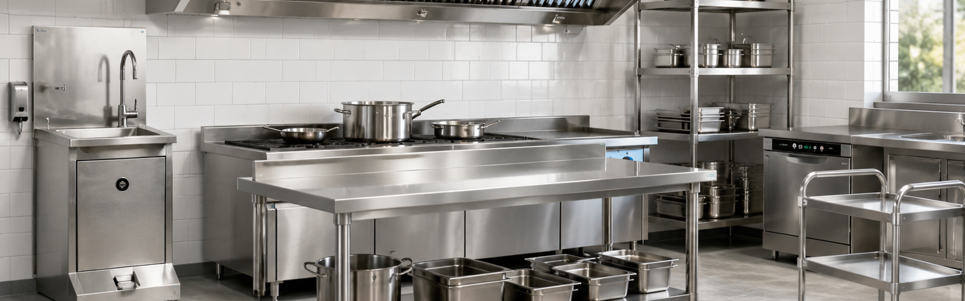 Mobiliario de acero inoxidable para cocinas profesionales y restaurantes
