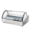Vitrina exhibidora panorámica sobre mostrador para helados marca Migsa modelo RTD-122L-1 de 6 insertos con frente curvo