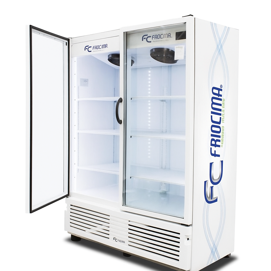 Enfriador vertical bajo cero Friocima FVP-36-2 de 2 puertas de cristal y 36 pies cúbicos